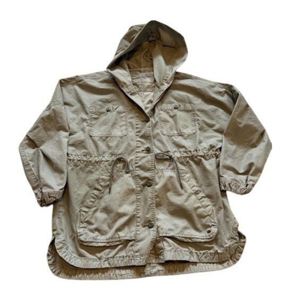 American Eagle Womens M Olive‎ Green Utility Field Jacket Hooded Drawstring